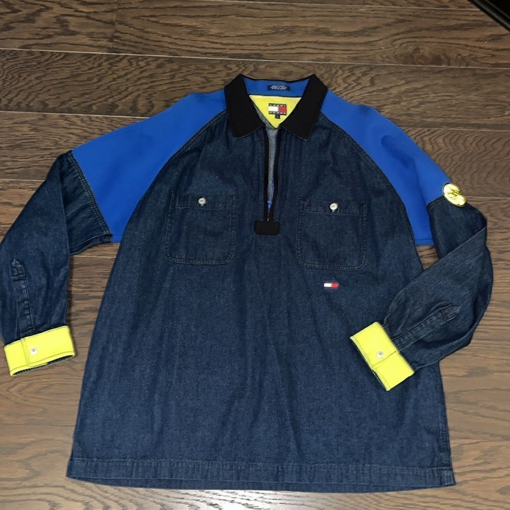 Tommy Hilfiger Jeans vintage style summer big man Denim Polymide Shirt Jacket L